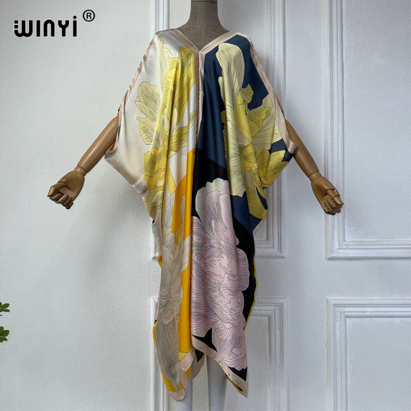 Robe Silk Women - WINYI-Robe de plage africaine à col