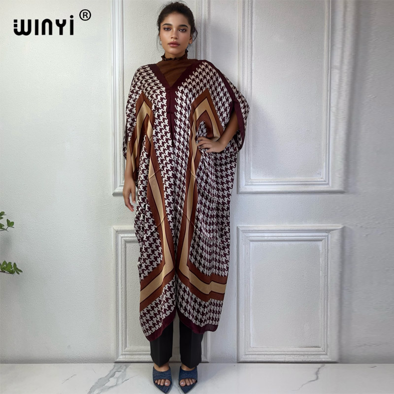Robe Silk Women - WINYI-Robe de plage africaine à col